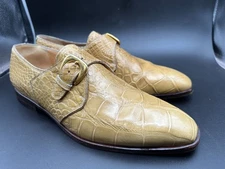 Mauri Size 11.5 M Alligator Mustard Italy Monk  Dress  Shoes MEN'S