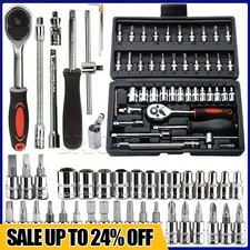 46PCS Professional Spanner Socket Ratchet Spanner Wrench Set Car Repair Tool Kit