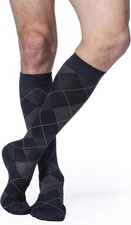 Sigvaris Men  s Microfiber Shades Calf-High Socks 20-30mmHg Navy Argyle Medium Sh
