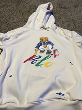 Polo Ralph Lauren Polo Bear White Fleece Pullover Hoodie Men's M Regular Fit
