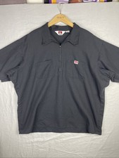 Vintage Ben Davis Shirt Mens 3XL Black Work Cholo Pocket Half Zip Made In USA