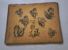 Vintage 1970s Skunk Hand Colored Tattoo Shop Flash Sheet American Art