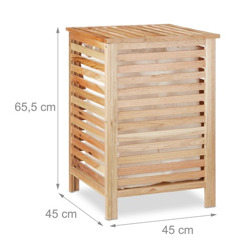 Cesto ropa sucia cubo de lavandería 52 litros madera cesto de colada - Imagen 4 de 10
