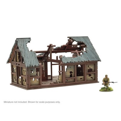 Pacific Theatre L-förmige Gebäude Ruinen MDF Gelände - Bolt Action - Brandneu