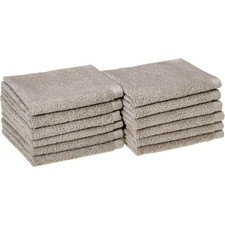 100 Cotton Washcloths Quick-Dry 12" x 12" Platinum 12-Pack