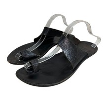Cydwoq Hillary Leather Thong Sandal Black Shimmer Women's Size 41.5 Handmade USA