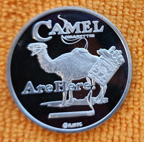 Vintage Camel Cigarettes are Here 1 oz Silver Art Round 999 excellent condition