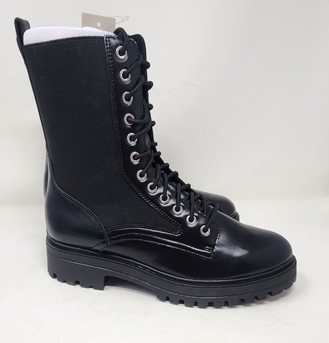 Schwarze Kampfstiefel seitlicher Reißverschluss Anstoßsohle Damengröße 11 keine Grenzen NEU - Bild 4 von 13