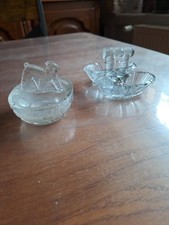 Ancien saleron en verre ciselé très épais - Art déco - Salière, poivrière en duo