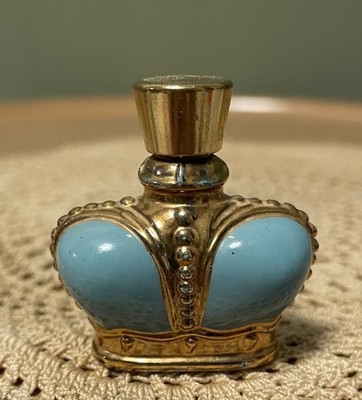 Vintage Prince Matchabelli Gold Crown Green Glass Perfume Bottle