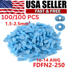 Blue Female Spade Terminals Crimp Connectors 16-14 AWG Insulated 50/100/150PCS