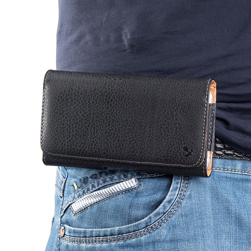 Cuir Noir Étui Pochette Ceinture Boucle Clip pour Cricket Debut Flip,Cingular - Photo 5 sur 9