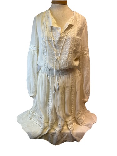 Banana Republic Heritage Collection IvorySilk Dress Size M Elastic Raffbund - Bild 1 von 11