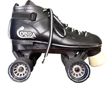 COBRA ROLLER DERBY BLACK ADULT SPEED SKATES ROLLERSKATES POWER WHEELS SZ US 7
