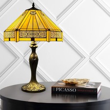 16" Tiffany Style Handcrafted Table Lamp Bedside Light Desk Lamps Stained Glass