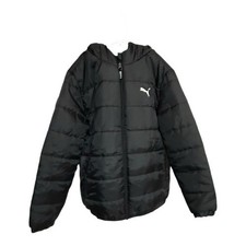 NWT PUMA Kids Puffer Jacket Black Size L 14 16 Hooded Logo Coat 70 MSRP