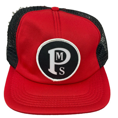 Vintage Trucker Hat Cap Made In USA 80s 90s PMS Pocahontas Mine Supply Red Black