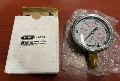 Buyers HPGS5 Silicone Filled Pressure Gauge - Stem Mount 0-5,000 PSI 1/4'' NPT