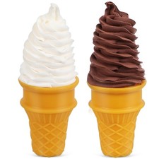 2PCS Fake Ice Cream Cones Realistic Ice Cream Prop Plastic Ice Cream Cone Mod...