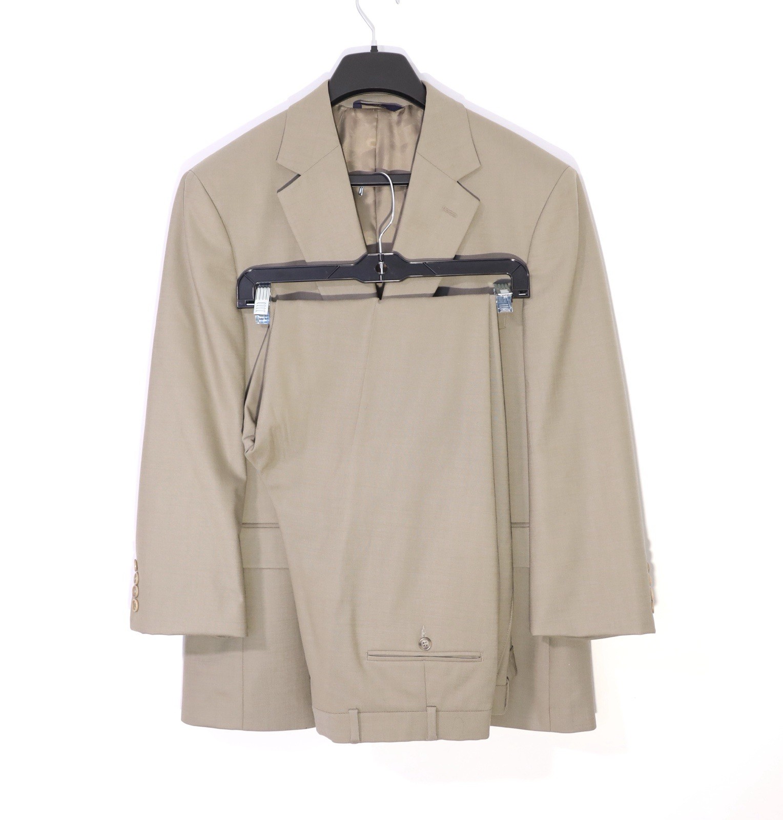 Brooks Brothers 346 Men’s Suit 42R 34S Beige Tan Wool Stretch 2 Piece