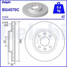 2x DELPHI Bremsscheibe BG4570C für RENAULT CLIO DACIA LOGAN SANDERO MCV FORTWO 4