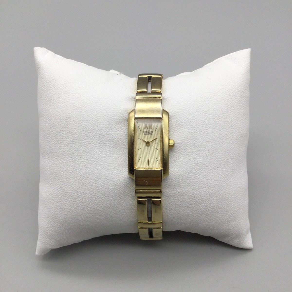 Vtg Citizen Watch 14mm Womens Gold Tone Rectangle 5421 
