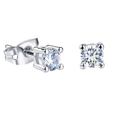 White Gold Plated Earring Square AAA Cubic Zirconia 4mm Women's G254