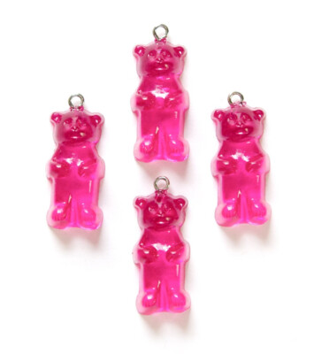 Fuchsia Gummi Bear Charms Drops (4) chr152F