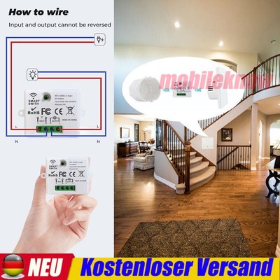 230V Mini Funk Empfänger 433mhz Funkschalter System Wandschalter Lichtschalter·