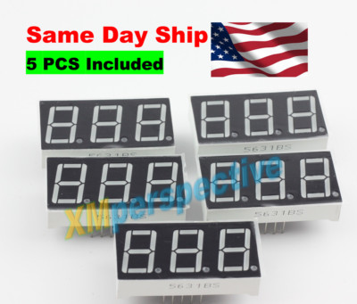 5 pcs 7 segment Common Anode 3 Bit Digital Tube 0.56'' Red LED Display