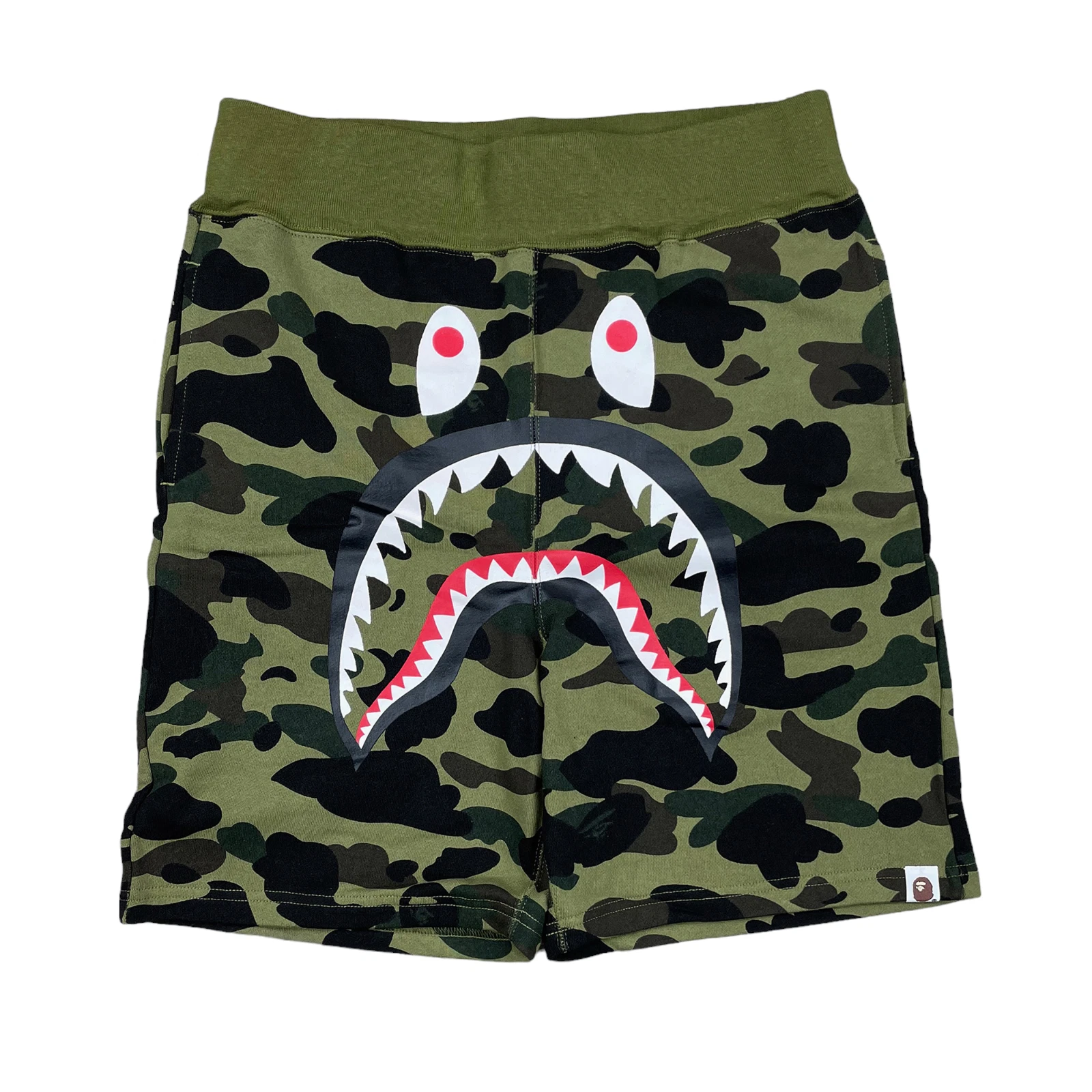 BAPE Color Camo Shark Sweat Shorts Green | A Bathing Ape