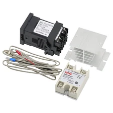 110-240VAC PID REX-C100 Temperature Controller SSR-40A Thermocouple Heat Sink US