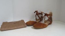 Gianvito Rossi Tan Suede Flats w/Ankle Strap/...