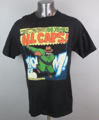 MF DOOM Madvillain All Caps! Stone's Throw T-Shirt Mens Size Large Black