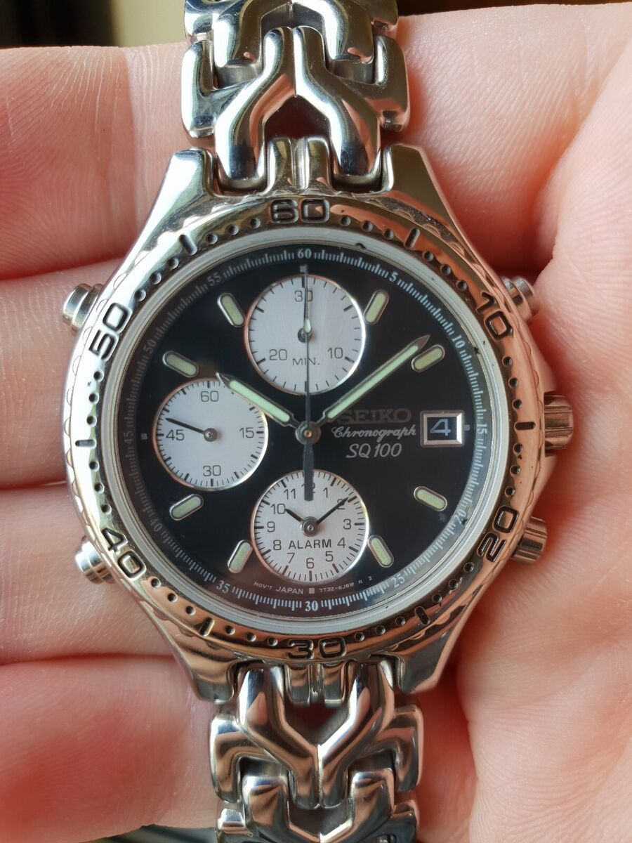NOS SEIKO CHRONOGRAPH SQ100 CALENDAR ALARM WR SAPPHIRE NOS SEIKO CHRONOGRAPH SQ100 CALENDAR ALARM WR SAPPHIRE