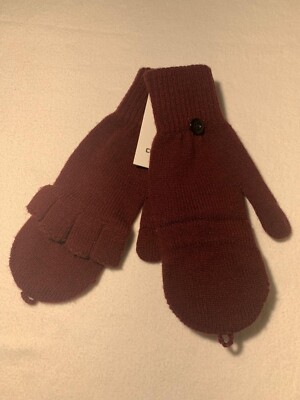 Converse Flip Top Mitten Women, Men Knit Winter Plain Outdoor Red OSFA Gloves