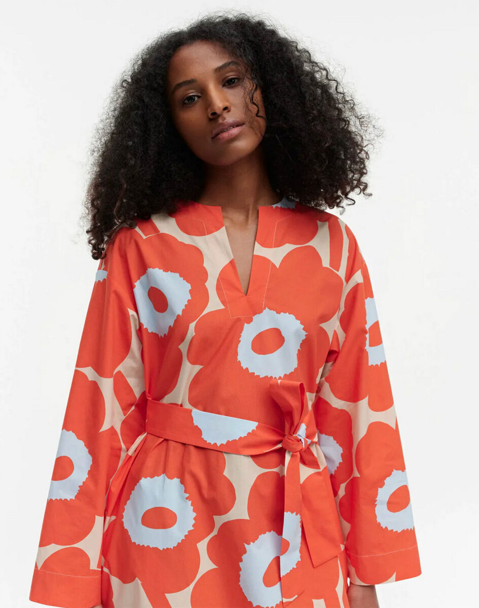 NWT MARIMEKKO Sarja Unikko Organic Cotton Dress | Orange-Lt NWT MARIMEKKO Sarja Unikko Organic Cotton Dress | Orange-Lt
