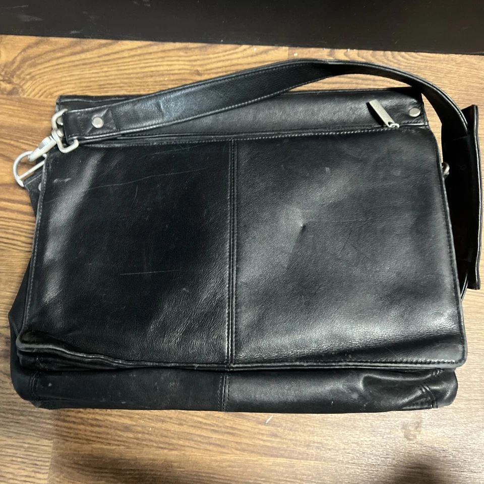 Maletín mensajero de cuero para computadora portátil Kenneth Cole Reaction vintage negocios Foto 3 de 3