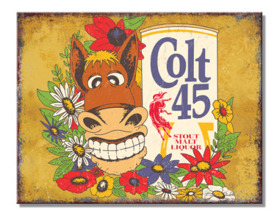 Colt 45 Stout Malt Liquor Beer Tin Metal Sign Man Cave Garage Bar Decor 12.5 X16