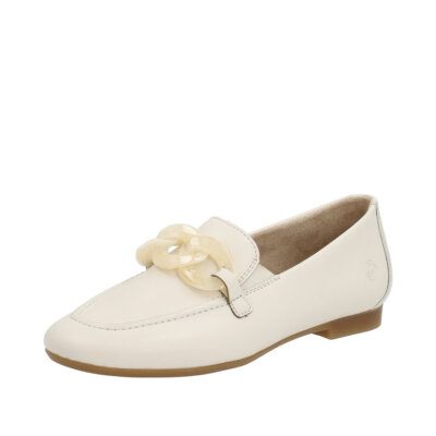 REMONTE Damen Loafer Slipper Creme D0K00-80 Leder und lose Einlage