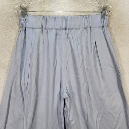 Gray Blue Pull On Wide Leg Flowy Crop Relax Trouser NEW Womens Pants Size L - Picture 13 of 22
