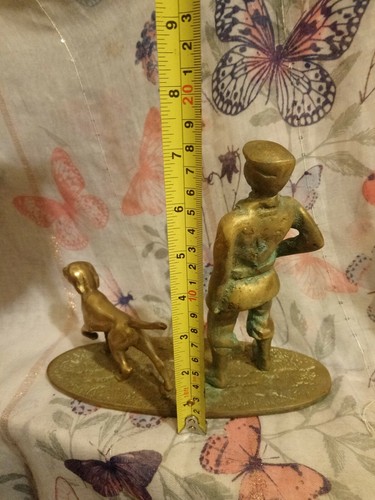 Figura de latón vintage - Hombre con Gundog 76 - Imagen 3 de 6