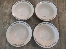 Set of 4 Feed On The Word Bowls Soup Cereal Religious Bible Scripture 7.125"