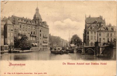 CPA AK AMSTERDAM De Binnen Amstel met Doelen Hotel. NETHERLANDS (624965)