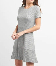 GAP Ribbed Softspun Fit N Flare Dress Size XS Gray Heathered Knit NEW