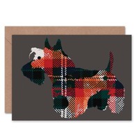 Scottish Terrier, Bunter Tartan Karte Mit Hundemotiv Geburtstagskarte