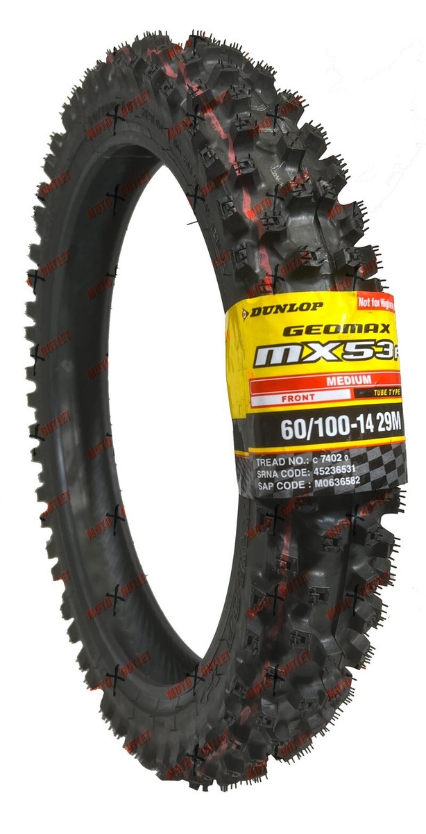 Dunlop MX53 60/100-14 Front Tire Dirt Bike 2.50-14 CRF110 YZ65