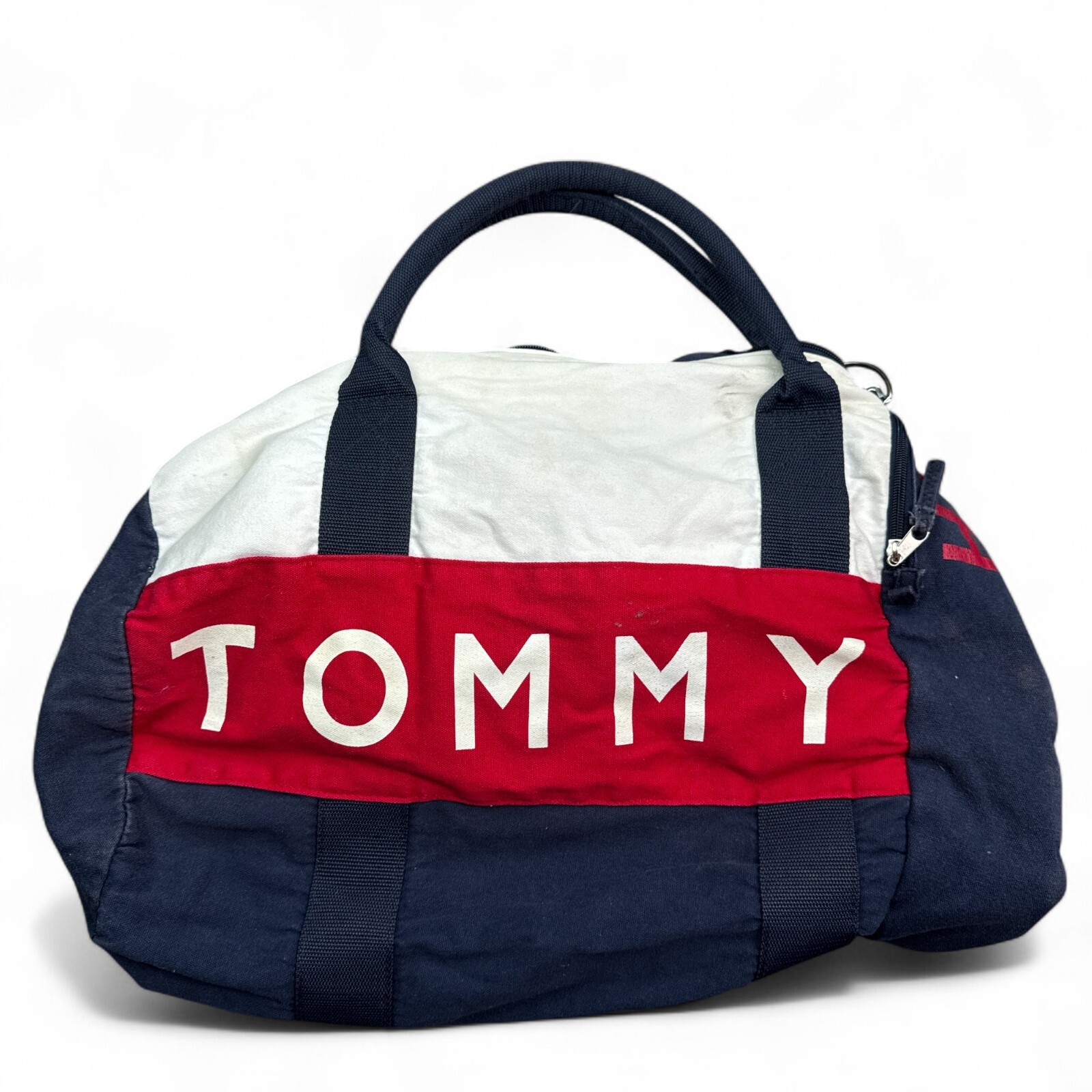 Tommy Hilfiger Cotton Duffle Bag with Red White Blue Big Logo Flag Design  