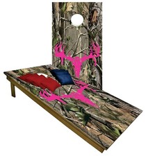 CORNHOLE BEANBAG TOSS GAME w Bags Game Boards Deer Pink Hunting Camo Set