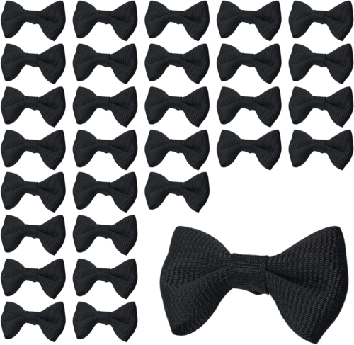 30Pc Black Satin Ribbon Mini Bow Tie Bows Ribbon Bows Mini Mixed Embellishment C - Afbeelding 1 van 7